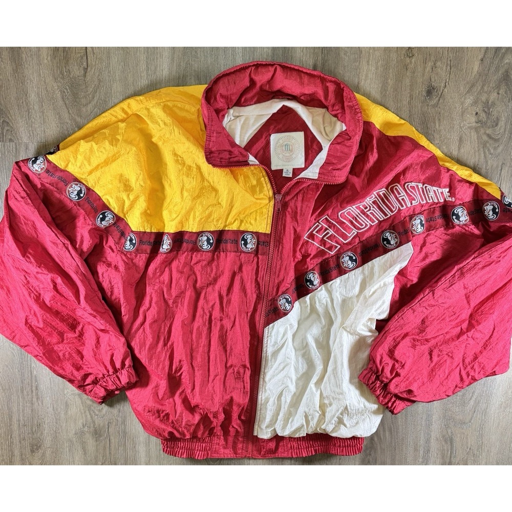 Vintage‎ 90s Florida State Seminoles Big Logo Windbreaker Jacket XL Turbo Sport